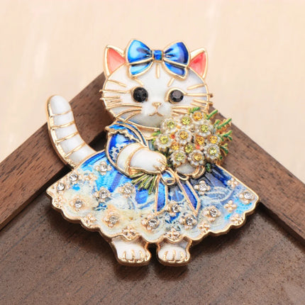 Cute and Exquisite Cartoon Cat Animal Design Brooches for Men and Women, Jewelry, Fashion Accessories, and Couple's Party Gifts