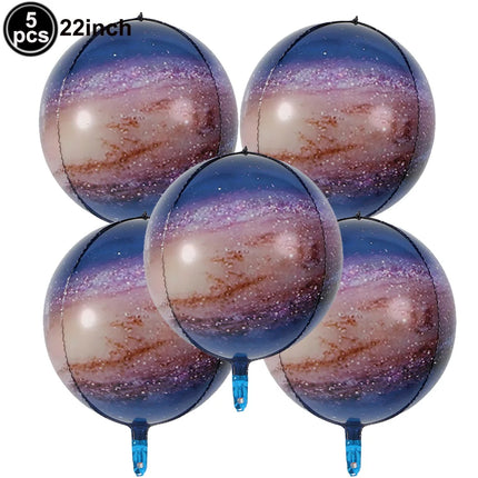 5pcs 22Inch 4D Sphere Outer Space Balloons World Map Galaxy Planet Earth Balloon Space Theme Birthday Decorations World Map Ball