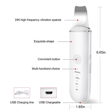 Ultrasonic Skin Scrubber Vibration Face Spatula Blackhead Remover Shovel Clean Cavitation Peeling Facial Lifting skin care Tools