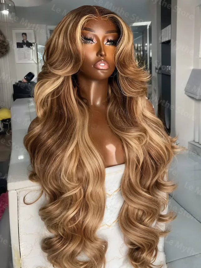 250 Density Highlight Ombre Human Hair 13x6 HD Lace Frontal Wigs Body Wave 4/27 13x4 Lace Front Wig Loose Water Brown Brazilian