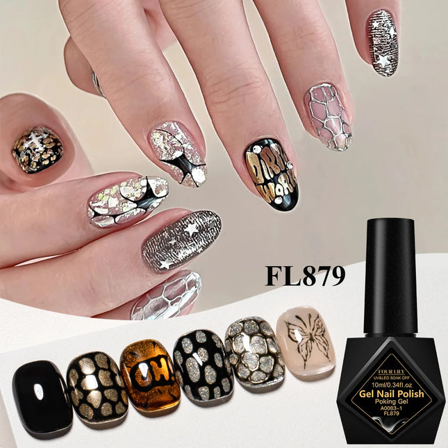 10ml Poking Nail Gel White Black Lace Nail Polish and Special Clear Base Gel 3D Painting Gel Varnish for Nail Art Decorations