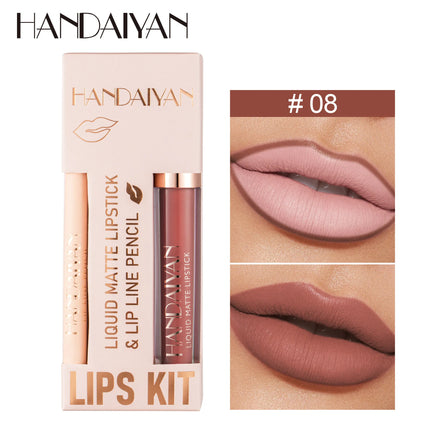Handaiyan Lip Liner Lipgloss Set Waterproof Matte Liquid Lipstick Pencil Sexy Red Long Lasting Lipliner Makeup Cosmetics