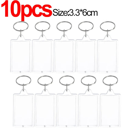 1/20Pcs Blank Acrylic Picture Keychain DIY Clear Insert Photo Split Key Ring Frame Key Chains Couple Anniversary Graduation Gift