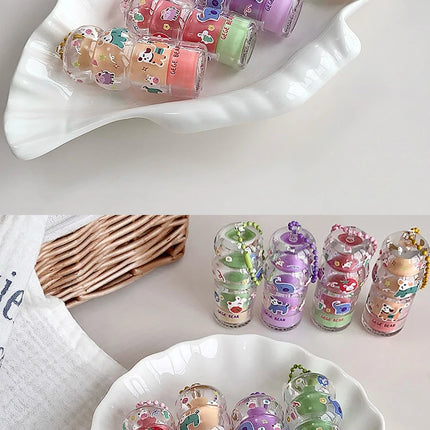 Gege Bear Fruit-Flavored Lip Balm Hydrating Cute Keychain Pendant Lipstick Long Lasting Moisturizing Reduce Lip Lines&Lip Base
