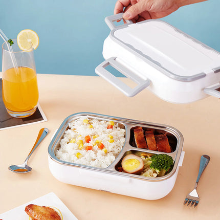 Electric Lunch Box 40W 1.2L 304 Stainless Steel Fast Heating Food Box Portable Lunch Warmer with Fork Spoon for Car Truck Office