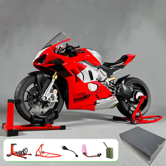 Spray 1:6 Ducati V4S Racing Motorcycle Alloy Diecast Model Car Children's Toy Motorcycle Sound And Light Dynamic Ornaments Gifts