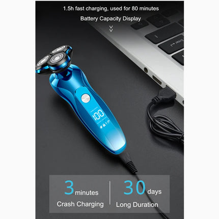 ZOZEN Electric Shaver Rotary Shaver Electric Razor Beard Trimmer Rechargeable Shaving Machine for Men Wet-Dry Use Waterproof