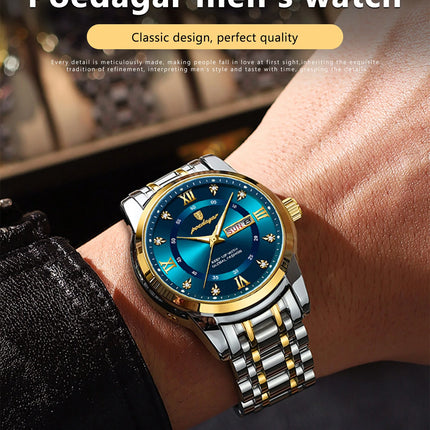 POEDAGAR Luxury Fashion Men's Wristwatch Waterproof Stainless Steel Luminous Trendy Men's Watch Date Week Men's Quartz Watches Reloj