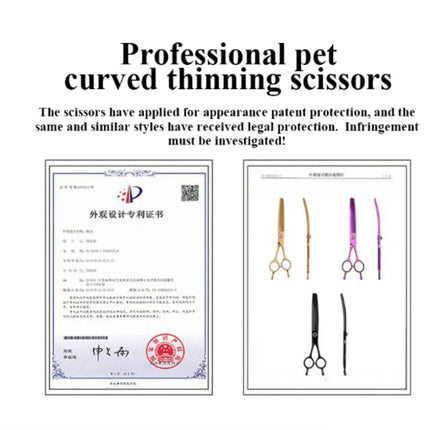Fenice Professional JP440c 7 inch High quality Pet dog Grooming Scissors Curved thinning Shears Chunker Thinner Scissors