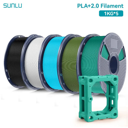 SUNLU 5KG PLA Plus 2.0 3D Printer Filament 1.75mm 1000g Spool (2.2lbs) Neatly Arranged No Knot Filament Fit Most FDM Printer