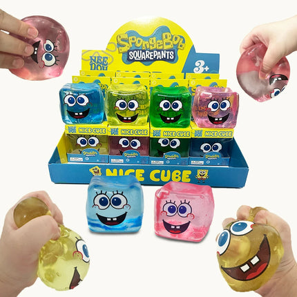 Nee Doh SpongeBob Squishy Toy, Stress Relief Toy, Squishy Vent Ball, Transparent Crystal Cube, Kids Stress Relief Gadget