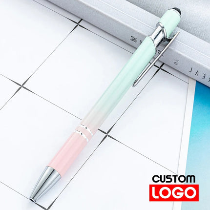 10-200Pcs Touch Screen Ballpoint Pen Gradient Color Aluminum Rod Pen Wholesale Text Name Metal Advertising Pen Engraving Logo