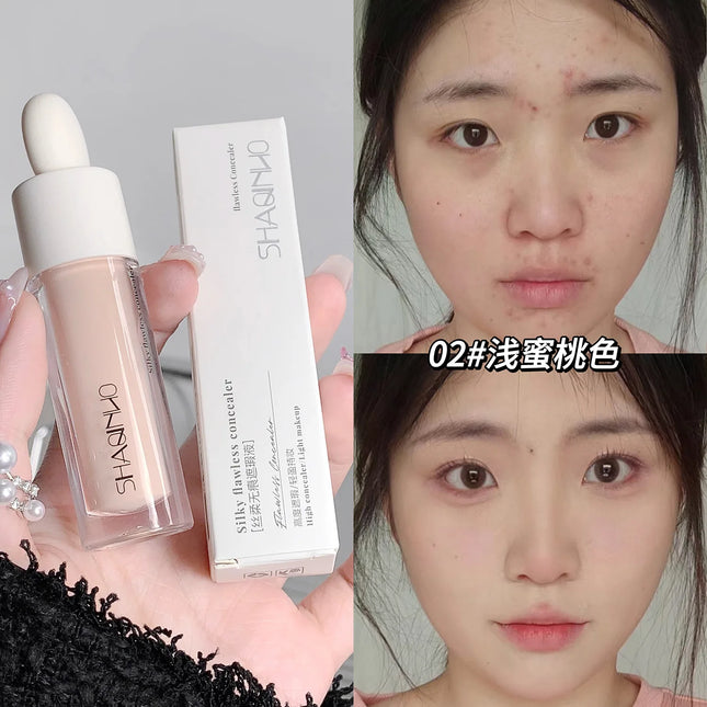 SHAQINUO Concealer Pen Cream Silk Soft - Flawless Coverage Acne Scars Dark Spots Circles Brightening Long-Lasting Makeup CO:02