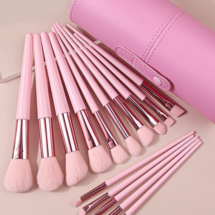 Pink 15PCS High-end Makeup Brush Set Soft and Fluffy Professional Facial Makeup Brush Set With Travel Waterproof Storage Bucket