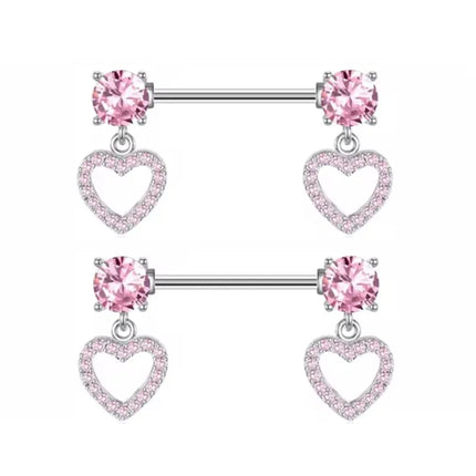 1Pair Pink Butterfly Nipple Piercing Jewelry Shiny Crystal Nipple Rings For Women Girls Heart Nipple Barbells Piercing Pezon