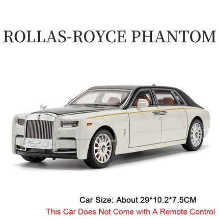 1:18 Scale RS7 Rolls-royce Phantom Car Toy Models Alloy Diecast Shock Absorption Doors Opened Sound Light for Adults Kids Gifts