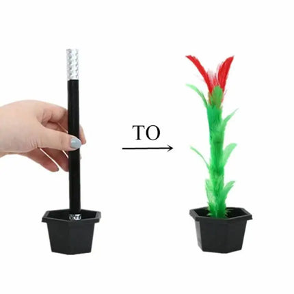 Magic Wand to Flower Easy Magic Trick Toys Close Up Flowerpot Wand Stage Show Prop Appearing Flower Trick Gift for Adults Kids