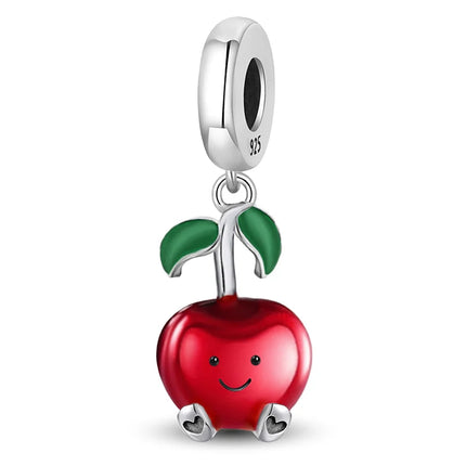 925 Sterling Silver Pink Cake Cherry Pineapple Strawberry Cherry Pendant Charm Ball Suitable for Bracelets DIY Women's Jewelry