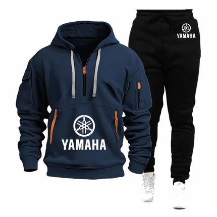 YAMAHA 2026 Spring Autumn Men's Half Zipper Hoodie Sweatshirt Casual Sports Pullover Harajuku Long-sleeved Loose Coat Windproof