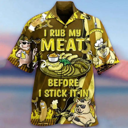 2024 New Summer Men's Beach Shirt Cartoon Fruit 3D Printed Cuban Collar Short Sleeve Hawaiian Vacation Top Large Size Affordable