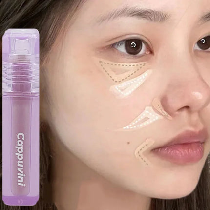Cappuvini Velvet Highlighter Concealer Liquid Cover Acne Marks Dark Circles Brighten Skin Tone Moisturize Long-lasting Makeup