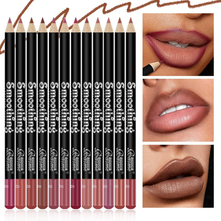 12pcs Lip Liner Pen 12 Colors Professional Lip Liner Pencil and Matte Lip Non-stick Cup Nude Lipstick Pencil SET lip liner set