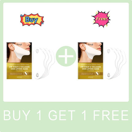 24k Gold Collagen Chin Lifting Mask Eliminate Double Chin Reduce Face Wrinkle Remover Firming Lifting V Shape Face Lift up Mask