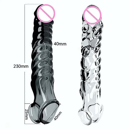 Penis Sleeve Extensions Condom Male Enlargement Delay Vibrators For Men Flexible Glans Penis Enlarger Extender Delay Ejaculation