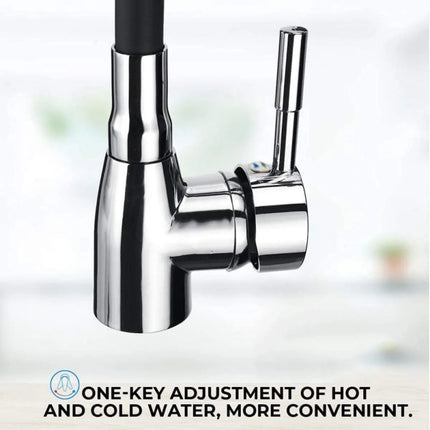 Modern 304 stainless steel kitchen faucet with silicone hose - adjustable, ceramic valve core, no electricity required.