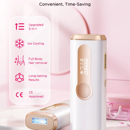 IPL Laser Hair Removal Device Ice-Cooling 3 in 1 Painless 16J Photoepilator Permanent Whole Body Home Treament For Men and Women