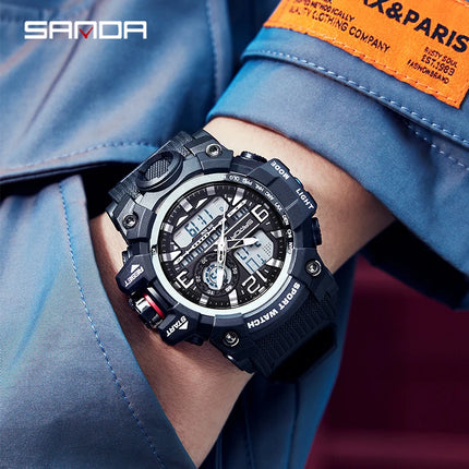 SANDA G style New Men's Watch 50M Waterproof Sports Military Quartz Watch For Male Electron Digital Wristwatch Reloj De Hombre