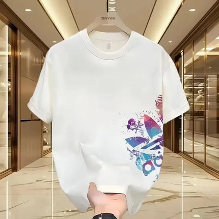 Summer New Casual Men's and Women's Printed Short-sleeved Cotton T-shirt Loose and Versatile Fashion Half-sleeved Casual Wear