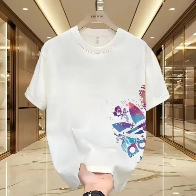 Summer New Casual Men's and Women's Printed Short-sleeved Cotton T-shirt Loose and Versatile Fashion Half-sleeved Casual Wear