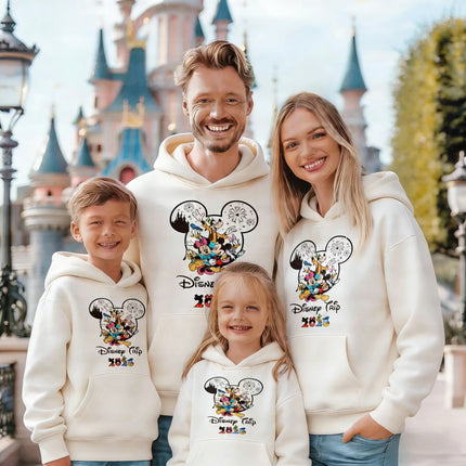 2026 Spring Mickey Pattern Pure Cotton Hoodie Parent-child Suit Unisex Cute Keep Warm High Quality CausalFamily Cotton Hoodie