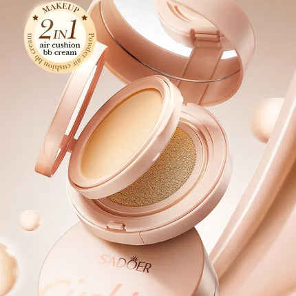 2 in 1 Double Layer Powder Cushion Clear Natural Lasting Brightening Sadoer Makeup Concealer Loose Powder Air Cushion BB Cream