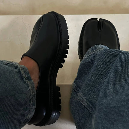 Chunky Platform Slip-on Tabi Loafers Women Brand Designer Split Toe Size 35-45 Unisex Concise Fashion Pig Trotter Shoes 2025