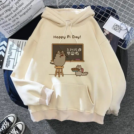 Women's cat hooded sweatshirt 2024 cartoon costume Korean Harajuku Kawai style oversized