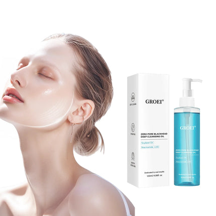 GROEI Cleansing Oil, Gentle Deep Cleansing, 3-in-1 for Eyes/Lips/Face, Skin-Nourishing Non-Comedogenic