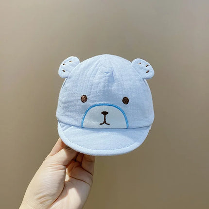 Cute Cartoon Bear Baby Baseball Cap Summer Mesh Breathable Infant Boys Girls Sun Hat Soft Brim Toddler Duck Tongue Caps