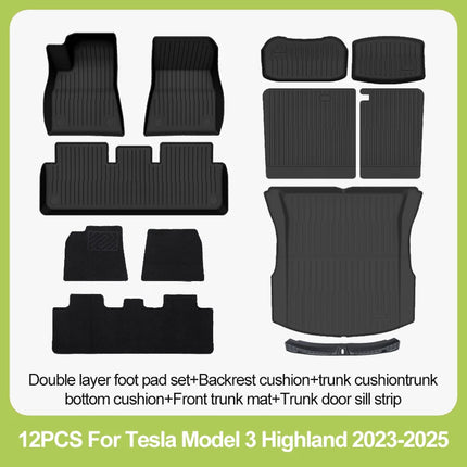 BYTON Floor Mats Compatible Custom Fit Floor Liners for 2023-2026 Tesla Model 3 Highland All Weather Protection car mats