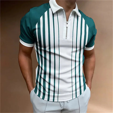 Men's Tops Polo Golf Men's King Print T Shirt High Quality Turndown Short Sleeve Zipper Pullover Original Golf Wear Men Clothing