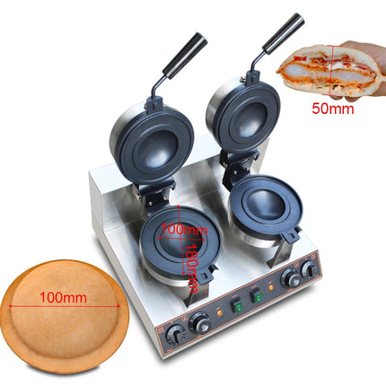 HPH2O Double Head UFO Hamburger Machine Gelato Panini Press Maker Non-stick Coating Burger Waffle Maker Rotatable