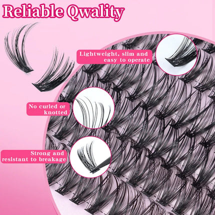 MIAOJIE 640Pcs Eyelash Extension 304050D60D80D100D Lash Clusters D Curl 9-16mm Individual Lashes DIY Makeup False Eyelashes