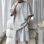 L / Light gray [top + shorts]