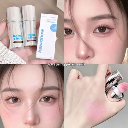 6 Colors Liquid Blush Natural Water Light Waterproof Blush Stick Moisturize Cheek Blusher Brighten Contour Sponge Brush Makeup