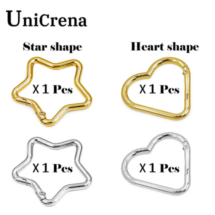 UniCrena Heart Carabiner Clip 4Pcs Spring Snap Hook Carabiner Keychain Ring Clip for Backpack Keys Travel Camping, Bulk Supplies