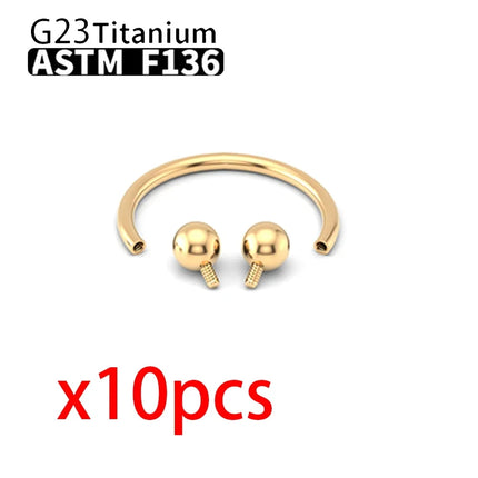10PCS Wholesale G23 Titanium Labret Lip Stud Piercing Eyebrow Nose Ring C rod For Women Septum Piercing Body Jewelry