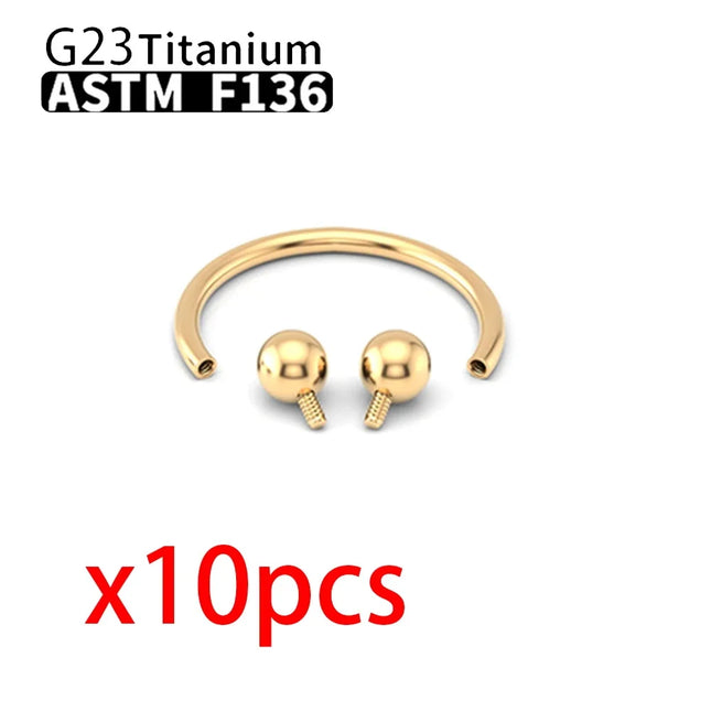 10PCS Wholesale G23 Titanium Labret Lip Stud Piercing Eyebrow Nose Ring C rod For Women Septum Piercing Body Jewelry