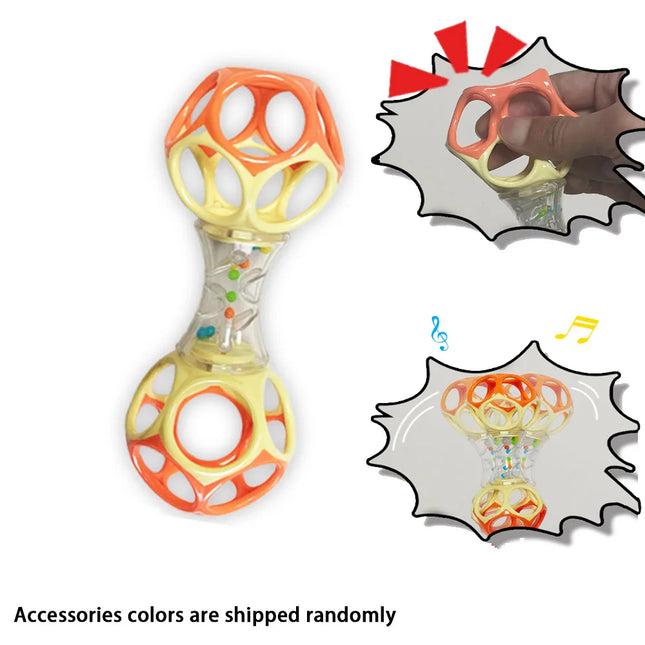 Baby Teether Rattle & Shake Barbell Toy, Ages 3 Months and Up(Random Color）