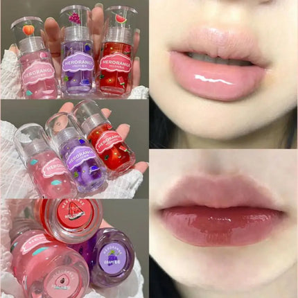 1/3Pcs HERORANGE Fruit Flavored Lip Oil Moisturizing Hydrating Lip Balm Primer Lip Care Cosmetic